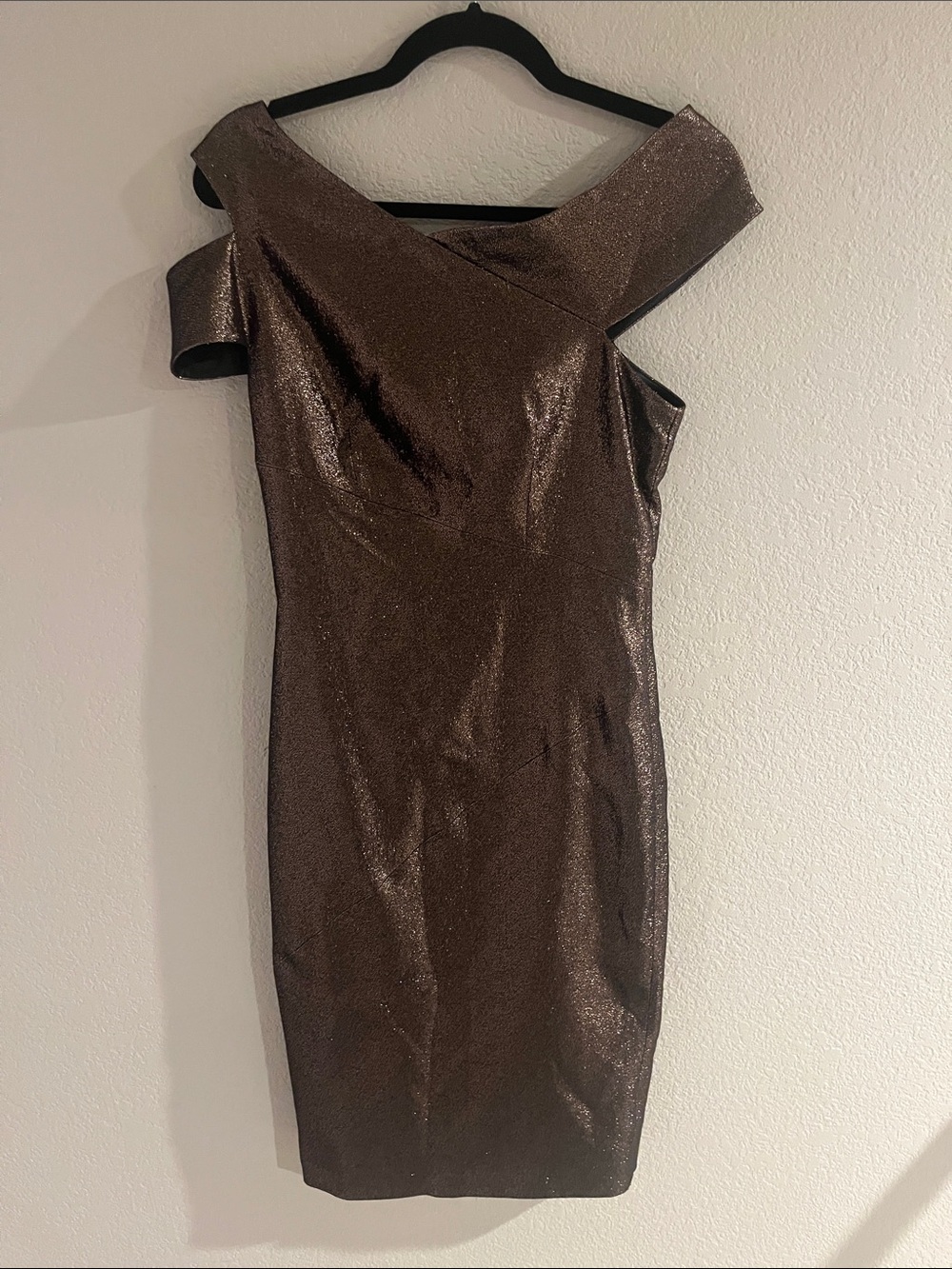 Ted Baker London Shimmery Brown One-Shoulder Cocktail Dress